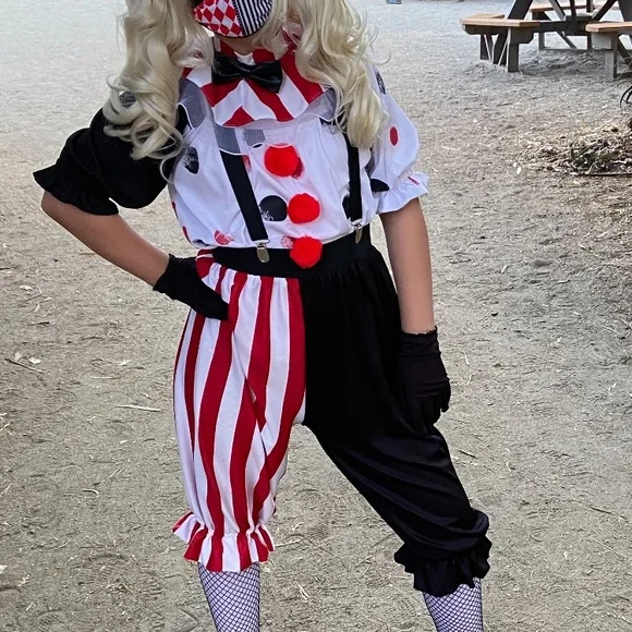 🎃🎃🎃 Handmade Clown / Harley Quinn Costume 🎃🎃🎃